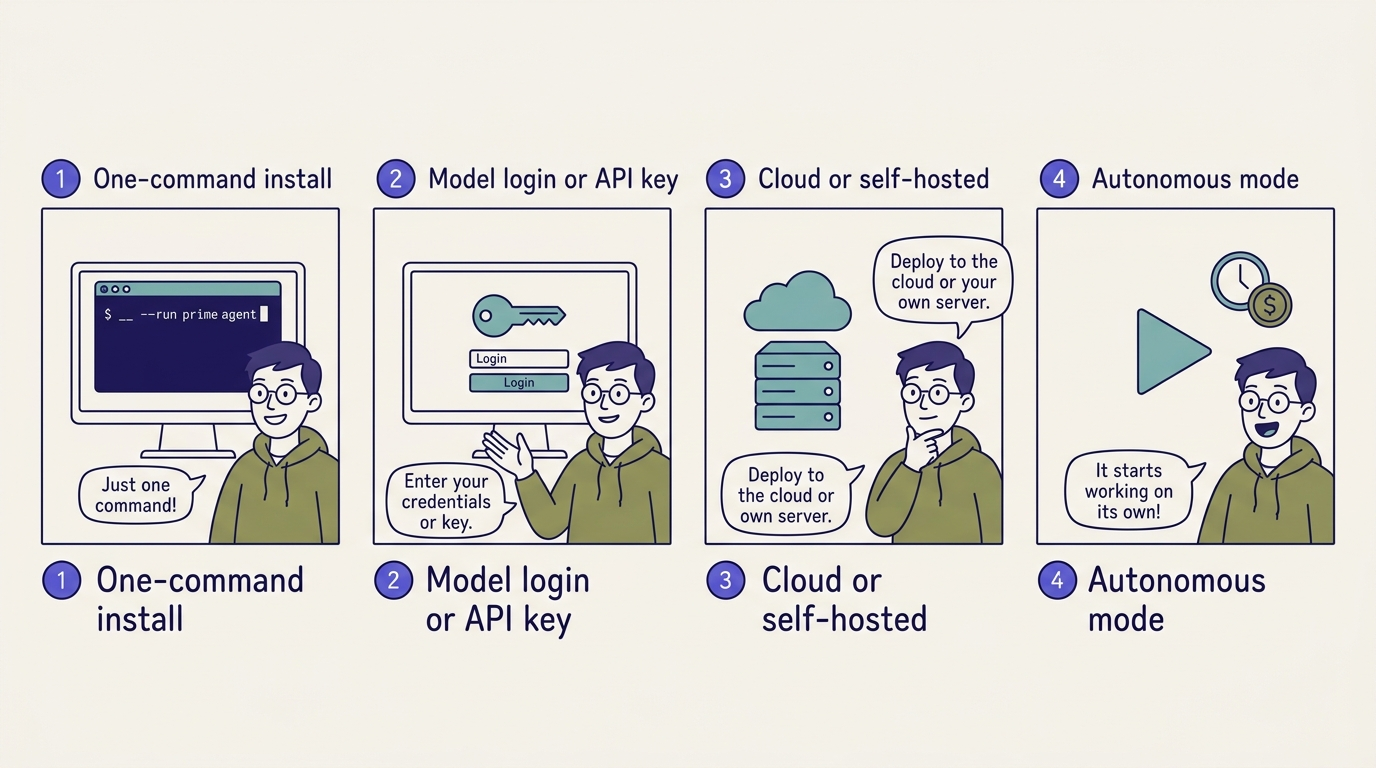 Four steps to install and run Prime Agent